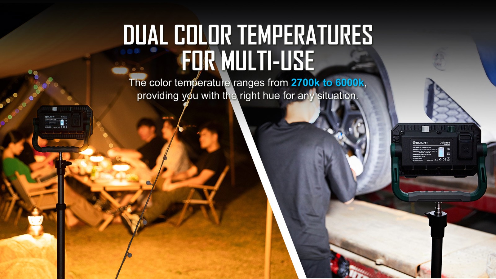 Dual Color Temperatlres For Multi-use Portable Led Work Light