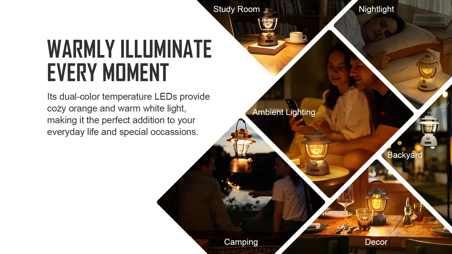 With Dual Color Temperature Led Rechargeable Camping Lantern