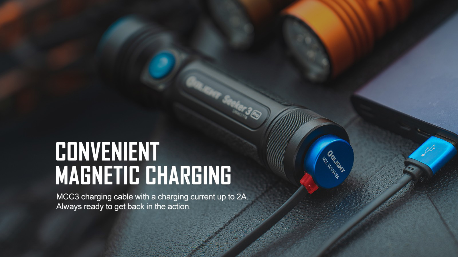 Seeker 3 Pro Floodlight Flashlight Uses Mcc3 Magnetic Charging