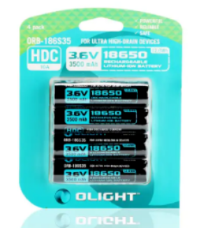 Olight 18650 3500mAh Rechargeable Batteries – Pack Of 2 – For Warrior Mini & Baton Flashlights