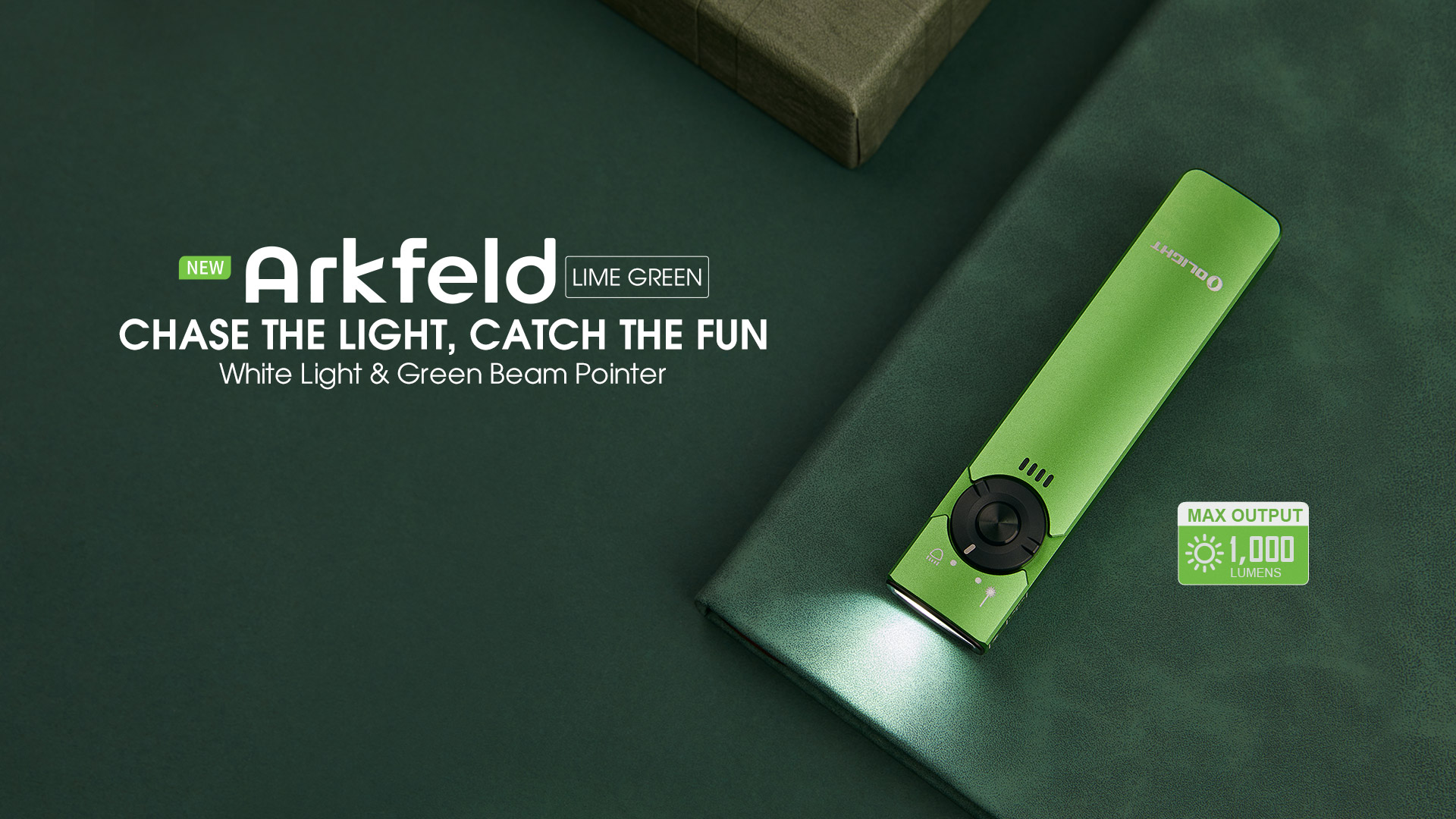 Olight Arkfeld Flat Flashlight Green Laser & White Light 1000